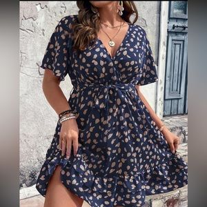 Shein Navy poke a dot dress